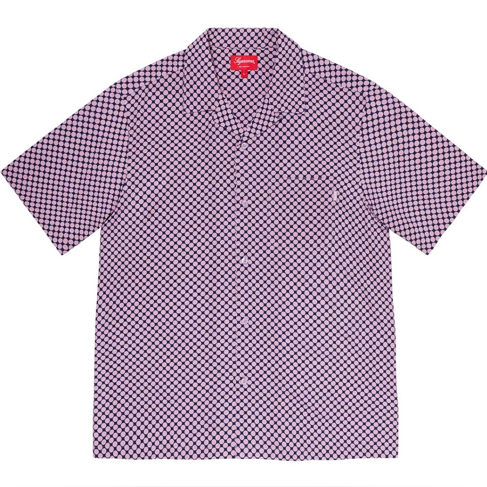 Supreme Dark Purple / Lavender Compact Polka Dot Rayon Casual Button Down Shirt